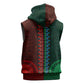 Green-red Dashiki and Tapa Pattern Sleeveless Hoodie Africa-Polynesia Together Culture - African Pride