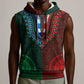 Green-red Dashiki and Tapa Pattern Sleeveless Hoodie Africa-Polynesia Together Culture - African Pride