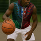 Green-red Dashiki and Tapa Pattern Sleeveless Zip Hoodie Africa-Polynesia Together Culture - African Pride