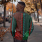 Green-red Dashiki and Tapa Pattern Sweatshirt Africa-Polynesia Together Culture