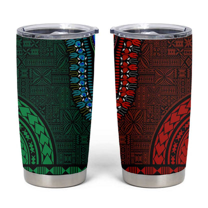 Green-red Dashiki and Tapa Pattern Tumbler Cup Africa-Polynesia Together Culture