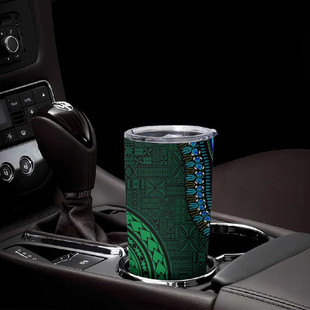 Green-red Dashiki and Tapa Pattern Tumbler Cup Africa-Polynesia Together Culture