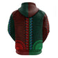 Green-red Dashiki and Tapa Pattern Zip Hoodie Africa-Polynesia Together Culture