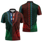 Green-red Dashiki and Tapa Pattern Zipper Polo Shirt Africa-Polynesia Together Culture