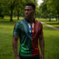 Green-red Dashiki and Tapa Pattern Zipper Polo Shirt Africa-Polynesia Together Culture