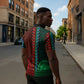 Green-red Dashiki and Tapa Pattern Zipper Polo Shirt Africa-Polynesia Together Culture