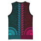Teal-pink Dashiki and Tapa Pattern Basketball Jersey Africa-Polynesia Together Culture - African Pride