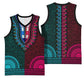Teal-pink Dashiki and Tapa Pattern Basketball Jersey Africa-Polynesia Together Culture - African Pride