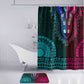 Teal-pink Dashiki and Tapa Pattern Bathroom Set Africa-Polynesia Together Culture