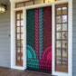 Teal-pink Dashiki and Tapa Pattern Door Cover Africa-Polynesia Together Culture