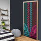 Teal-pink Dashiki and Tapa Pattern Door Cover Africa-Polynesia Together Culture