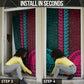 Teal-pink Dashiki and Tapa Pattern Door Cover Africa-Polynesia Together Culture