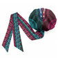 Teal-pink Dashiki and Tapa Pattern Easy Headwrap Africa and Polynesia Together Culture