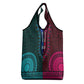 Teal-pink Dashiki and Tapa Pattern Grocery Bag Africa-Polynesia Together Culture