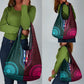 Teal-pink Dashiki and Tapa Pattern Grocery Bag Africa-Polynesia Together Culture