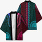 Teal-pink Dashiki and Tapa Pattern Kimono Africa-Polynesia Together Culture