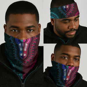 Teal-pink Dashiki and Tapa Pattern Neck Gaiter Africa-Polynesia Together Culture LT9