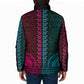 Teal-pink Dashiki and Tapa Pattern Padded Jacket Africa-Polynesia Together Culture