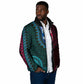 Teal-pink Dashiki and Tapa Pattern Padded Jacket Africa-Polynesia Together Culture