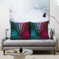 Teal-pink Dashiki and Tapa Pattern Pillow Cover Africa-Polynesia Together Culture