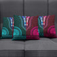 Teal-pink Dashiki and Tapa Pattern Pillow Cover Africa-Polynesia Together Culture