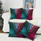 Teal-pink Dashiki and Tapa Pattern Pillow Cover Africa-Polynesia Together Culture