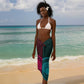 Teal-pink Dashiki and Tapa Pattern Sarong Africa-Polynesia Together Culture
