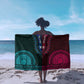 Teal-pink Dashiki and Tapa Pattern Sarong Africa-Polynesia Together Culture
