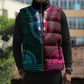 Teal-pink Dashiki and Tapa Pattern Sleeveless Puffer Jacket Africa-Polynesia Together Culture