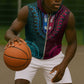 Teal-pink Dashiki and Tapa Pattern Sleeveless Zip Hoodie Africa-Polynesia Together Culture - African Pride