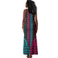 Teal-pink Dashiki and Tapa Pattern Tank Maxi Dress Africa-Polynesia Together Culture