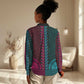 Teal-pink Dashiki and Tapa Pattern Women Casual Shirt Africa-Polynesia Together Culture LT9