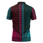Teal-pink Dashiki and Tapa Pattern Zipper Polo Shirt Africa-Polynesia Together Culture