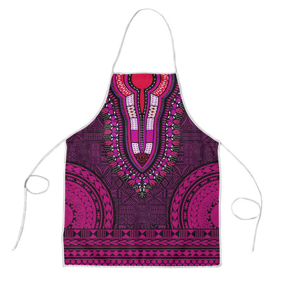 Pink Dashiki and Tapa Pattern Apron Africa-Polynesia Together Culture