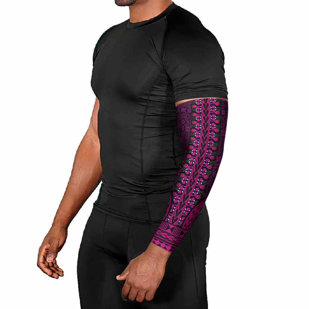 Pink Dashiki and Tapa Pattern Arm Sleeves Africa-Polynesia Together Culture