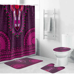 Pink Dashiki and Tapa Pattern Bathroom Set Africa-Polynesia Together Culture