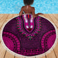 Pink Dashiki and Tapa Pattern Beach Blanket Africa-Polynesia Together Culture