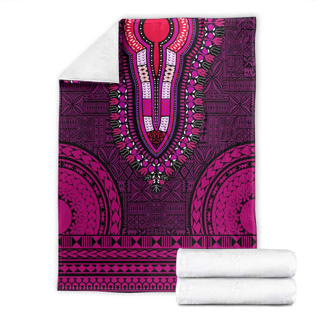 Pink Dashiki and Tapa Pattern Blanket Africa-Polynesia Together Culture