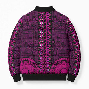 Pink Dashiki and Tapa Pattern Bomber Puffer Jacket Africa-Polynesia Together Culture