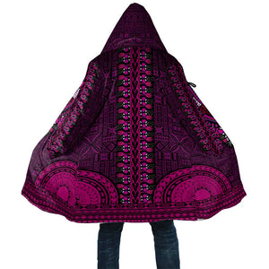 Pink Dashiki and Tapa Pattern Cloak Africa-Polynesia Together Culture