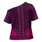 Pink Dashiki and Tapa Pattern Cross Shoulder Shirt Africa-Polynesia Together Culture
