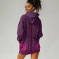 Pink Dashiki and Tapa Pattern Hoodie Dress Africa-Polynesia Together Culture