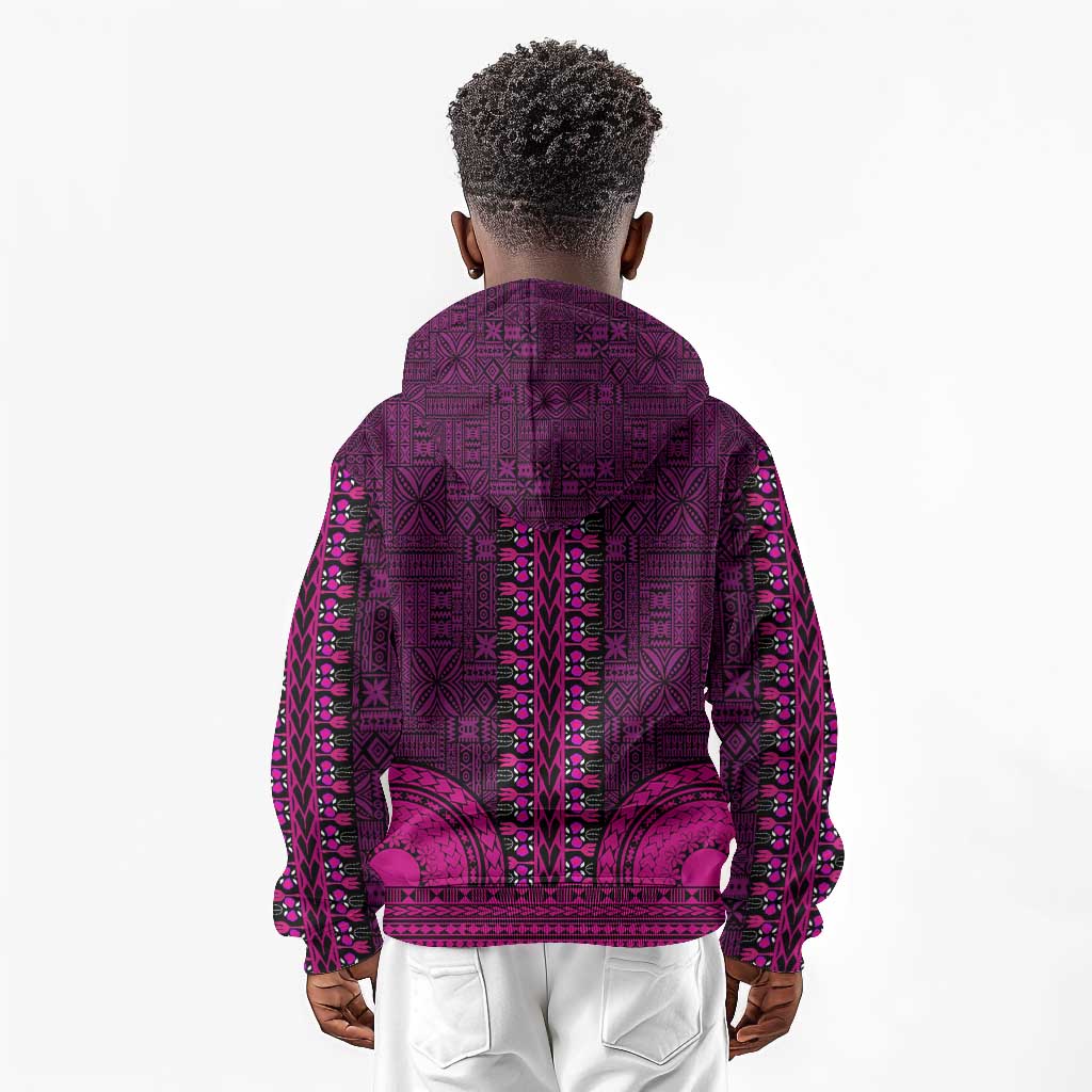 Pink Dashiki and Tapa Pattern Kid Hoodie Africa-Polynesia Together Culture