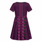 Pink Dashiki and Tapa Pattern Kid Short Sleeve Dress Africa-Polynesia Together Culture