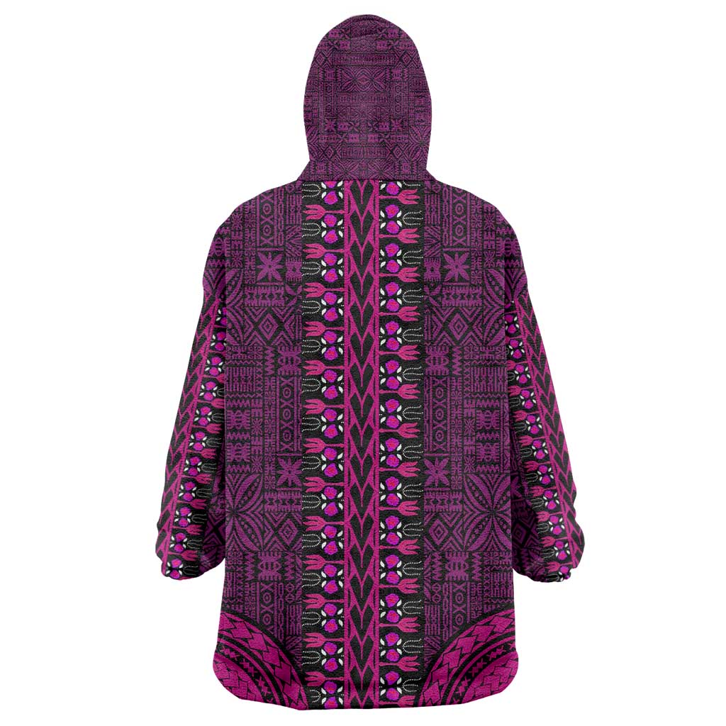 Pink Dashiki and Tapa Pattern Kid Wearable Blanket Hoodie Africa-Polynesia Together Culture