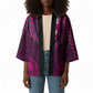 Pink Dashiki and Tapa Pattern Kimono Africa-Polynesia Together Culture