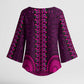 Pink Dashiki and Tapa Pattern Kimono Sleeve Blouse Africa-Polynesia Together Culture