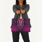 Pink Dashiki and Tapa Pattern Leather Bag Africa-Polynesia Together Culture