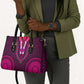 Pink Dashiki and Tapa Pattern Leather Bag Africa-Polynesia Together Culture