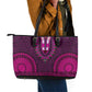 Pink Dashiki and Tapa Pattern Leather Tote Bag Africa-Polynesia Together Culture